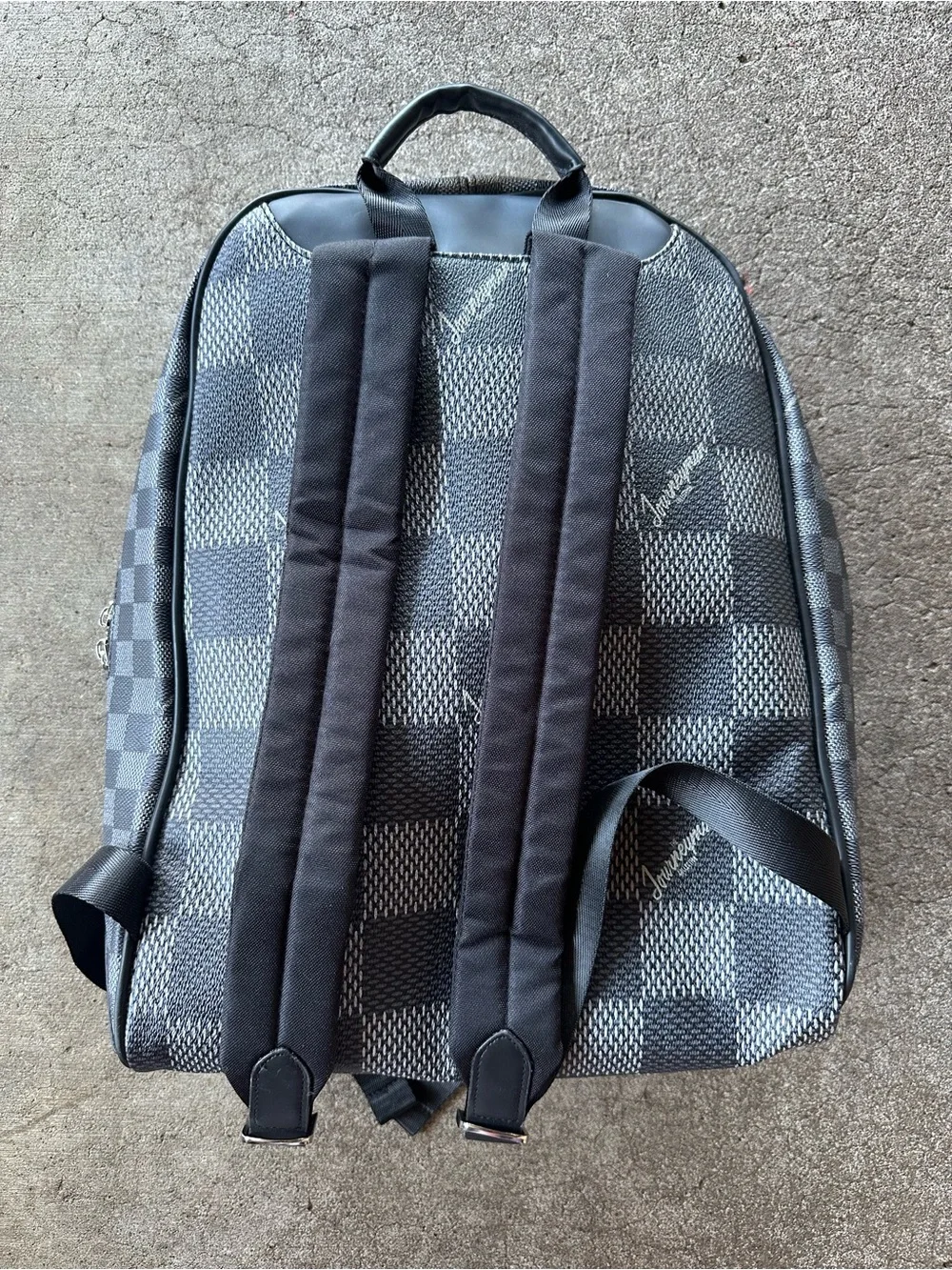 Journeyman Black Logo Checkered Print Leatherette Backpack